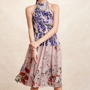 Lined Varun Bahl/anthro floral high neck dress